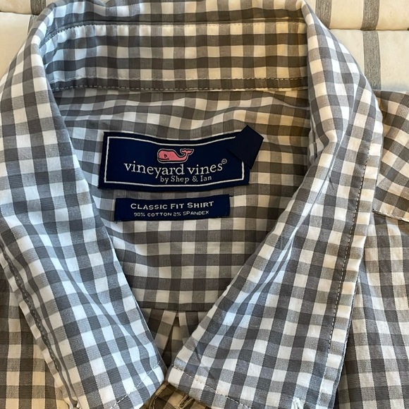 Vineyard Vines Classic Fit Shirt Mens L Gray Checkered - Picture 3 of 9